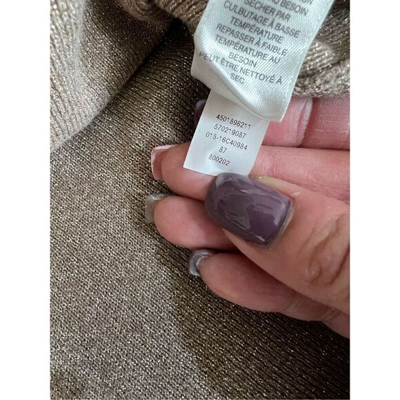 Chico's Sweater Womens Size 2 Large Gold Turtleneck Metallic Shimmer Pullover - Picture 5 of 10